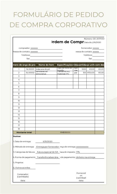 Modelos de Planilhas Pedido De Compra para Microsoft Excel e Planilhas