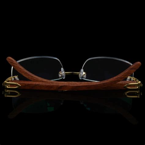 Maskros Gold Wood Glasses Frame Men Rimless Eyeglass Frames for Male ...