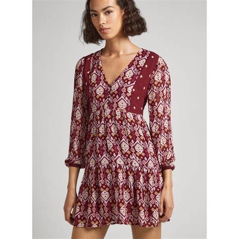 Robe Courte Imprimée Imprimé Rouge Pepe Jeans La Redoute