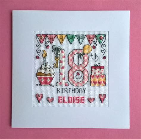 Happy Th Birthday Cross Stitch Card Kit Etsy