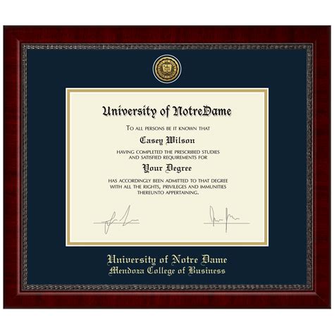 Gold Engraved Medallion Diploma Frame In Sutton University Of Notre