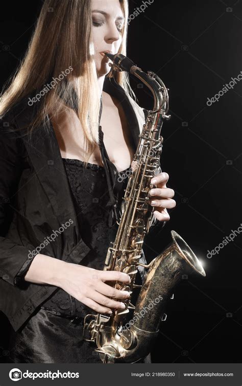 Saxophone Player Jazz Musician Saxophonist Woman Playing Saxophone Sax Player ⬇ Stock Photo ...