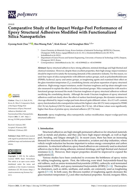 PDF Comparative Study Of The Impact Wedge Peel Performance Of Epoxy