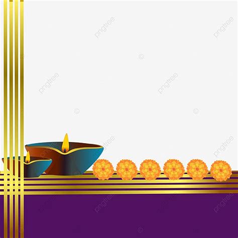 Marigold Flower Decoration Vector Hd Images, Diwali Frame With Golden ...