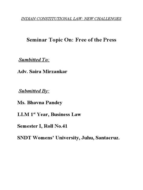 Indian Constitutional Law New Challenges Pdf Freedom Of The Press