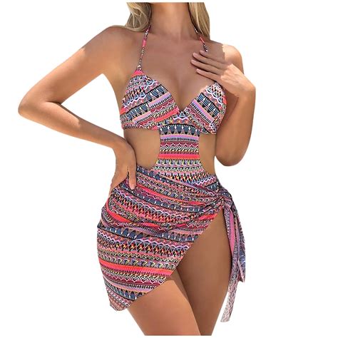 Plus Size Swimsuit For Women Women Two Piece Halter Bikini High