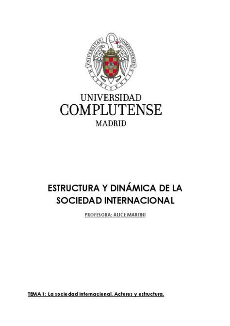 Estructura Y Dinamica De La Sociedad Internacional Tema Pdf