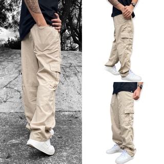 Calça Cargo Larga Skate Caqui Preto Bege Moda Masculina Shopee Brasil