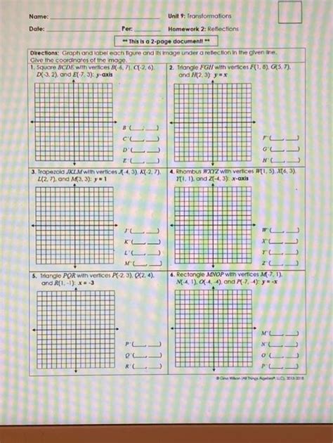 Solved Name Unit 9 Transformations Date Per Homework 2 Chegg