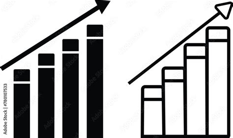 Profit Growing Icon In Flat Line Set Progress Bar Growing Graph Icon