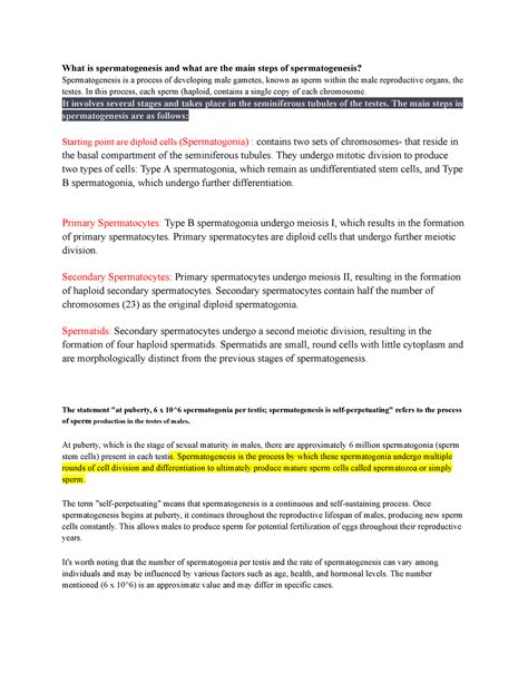 Study Final Exam 2 Anp 1107 Course Notes What Is Spermatogenesis