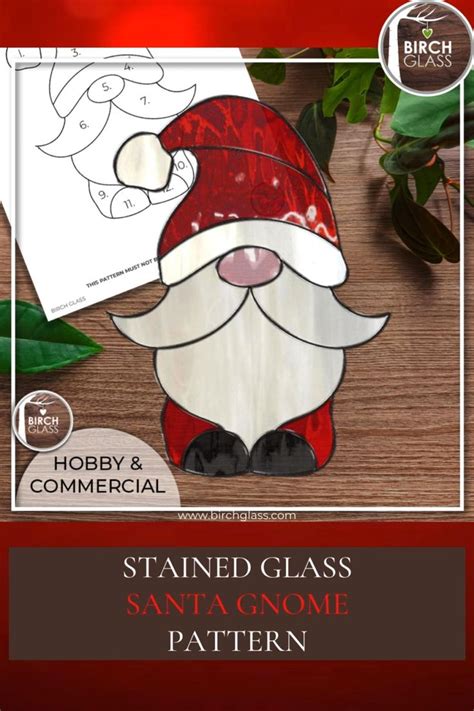 Stained Glass Gnome Gonk Pattern Christmas Template Pdf Download Santa Holiday By Birch Glass