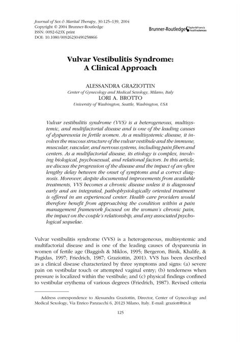 Vulvar Vestibulitis Syndrome A Clinical Approach Ubc