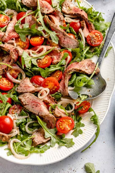 Mustard Marinated Flank Steak Arugula Salad The Defined Dish