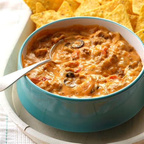 Cheesy Beef Taco Dip Recipe Taste Of Home