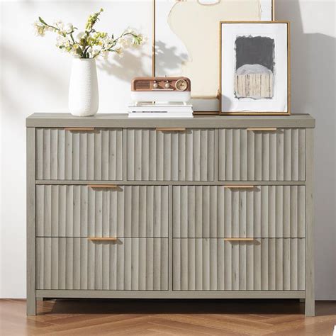 OAKHAM HOME Oxford 7 Drawer Dresser Fluted 7 Drawers Dresser For