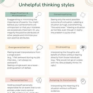 cognitive distortions print unhelpful thinking styles chart