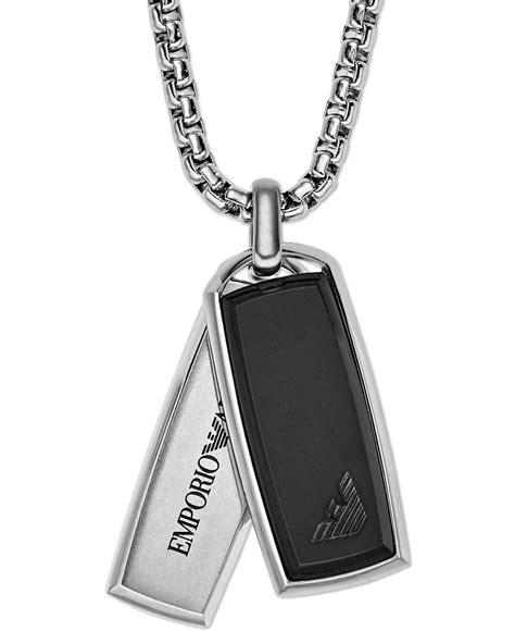 Lyst Emporio Armani Stainless Steel Pendant Necklace In Metallic For Men