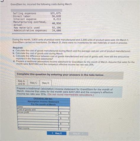 Solved Grand Slam Inc Incurred The Following Costs During Chegg