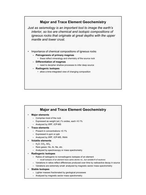 Pdf Lec Major And Trace Element Geochemistry Major Elements