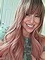 Amazon BOGSEA Ombre Wig With Bangs Dark Blonde Wig Long Wavy Wigs For Women Synthetic Wavy