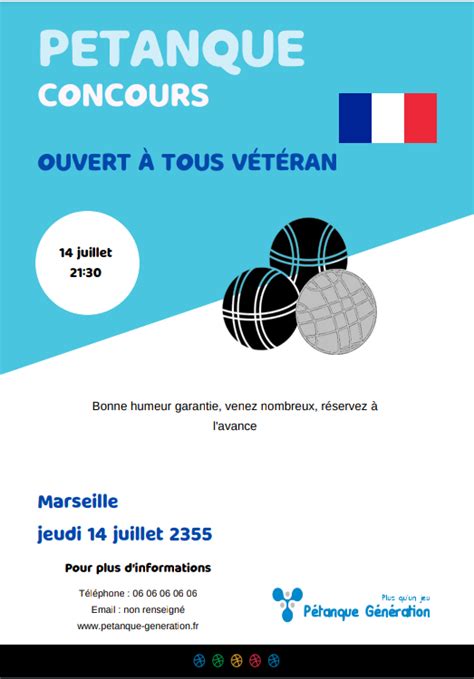 Créer une affiche de concours de pétanque avec Pétanque Génération