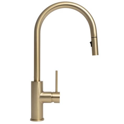 Mira Brushed Brass Gold Pull Out Mixer Alma Sinks