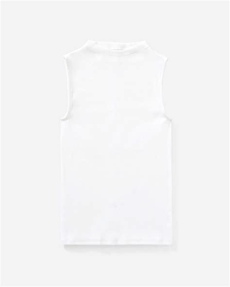 The Pima Micro Rib Funnel Neck Tank White Everlane