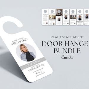 Modern Real Estate Door Hanger Bundle Stylish Realtor Door Tag Real