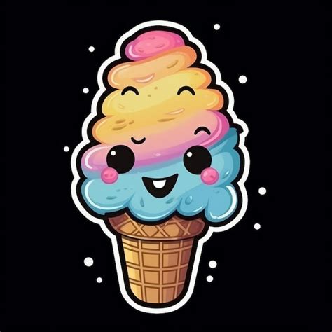 Premium Ai Image A Cartoon Ice Cream Cone With A Smiley Face