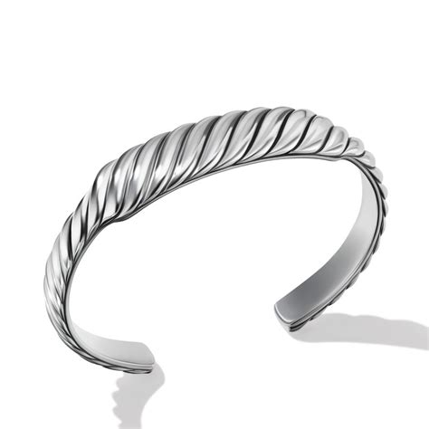 David Yurman Sculpted Cable Contour Cuff Bracelet In Sterling Silver