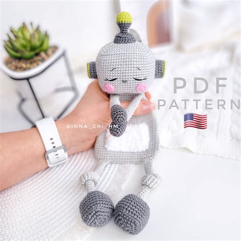 Pattern Only Robot Lovey Robot Baby Security Blanket Diy Crochet Robot