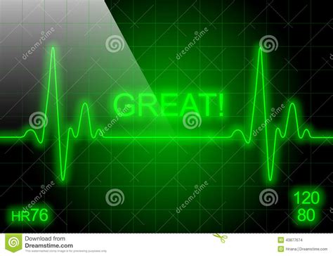 Great Written On Green Heart Rate Monitor Stock Illustration