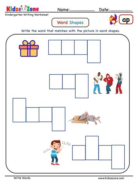 ap word family Word Shapes worksheet - KidzeZone