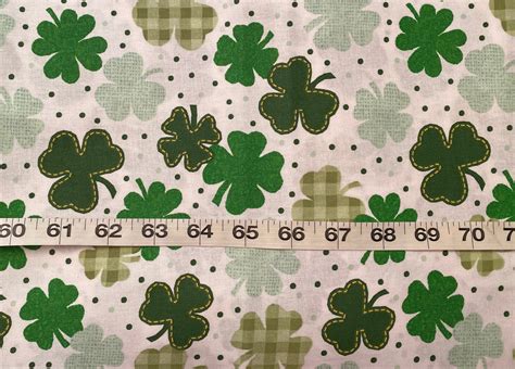 Shamrock Pattern Cotton Fabric Fat Quarter Or By The Yard Etsy