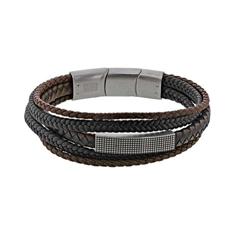 Bracelet Homme Acier Et Cuir Noir Marron Liens L Horloger De Vern