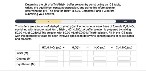 Solved Determine The Ph Of A Tris Trish H Buffer Solution By Chegg