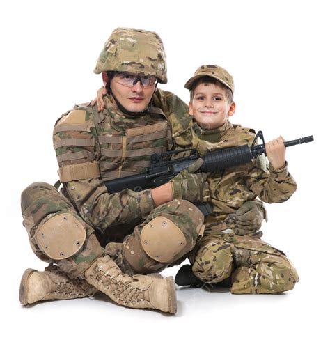 Military Father And Son Smile Dynasty Helmet Photo Background And