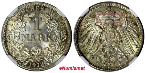 Germany Empire Wilhelm Ii Silver F Mark Ngc Ms Toning Km