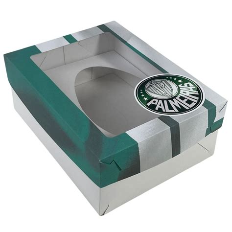 Caixa Ovo De Colher G Tampa Visor Palmeiras Kraft Branco Up