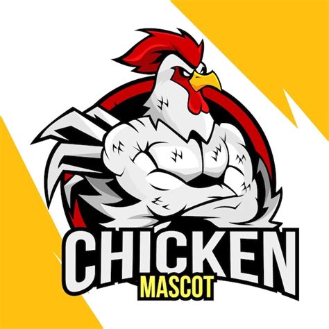 Ilustración de vector de logotipo de mascota de pollo Vector Premium