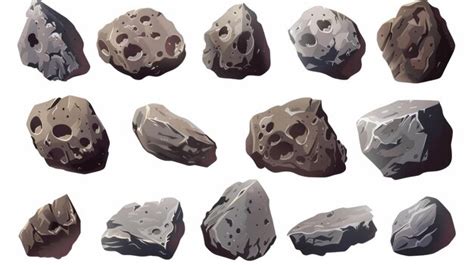 The Asteroids Are Realistic Modern Illustrations Of Space Boulders Or