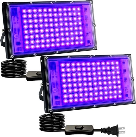 Pack W Black Lights Indmird Blacklight Flood Light With Plug And