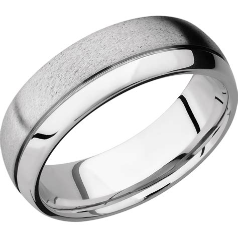 White Gold Accent Groove Custom Finish Stone Mens Wedding Ring White Gold Handmade