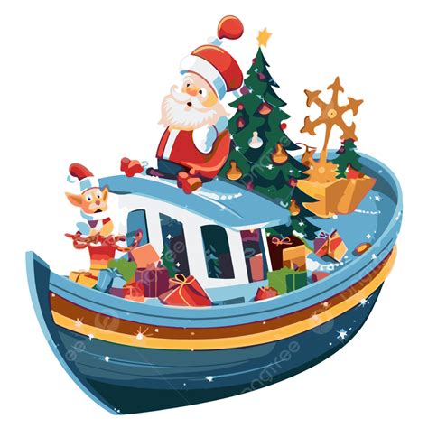 Barco De Navidad Clipart Imagen De Vacaciones De Dibujos Animados Con