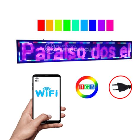 Painel LED Letreiro Digital Wi Fi Luminoso RGB 10020 Interno Bivolt