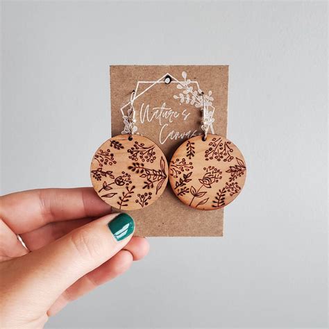 Wood Burned Earrings On Cherry Wood Etsy