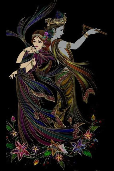 Download Radha-krishna Art Black Background Wallpaper | Wallpapers.com