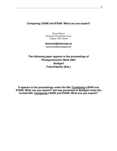 PDF Comparing LIDAR And IFSAR What Can You Expect PDF