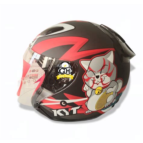 Jual HELM HALF FACE KYT DJ MARU KYT DJMARU MOTIF KABUKI CAT MATT